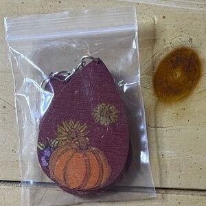 Pumpkin Keychain with Floral Design